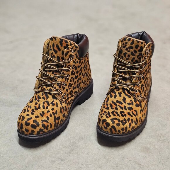 Leopard Print Lace-Up Ankle Boots With Padded Collar For Women - Picture 3 of 11